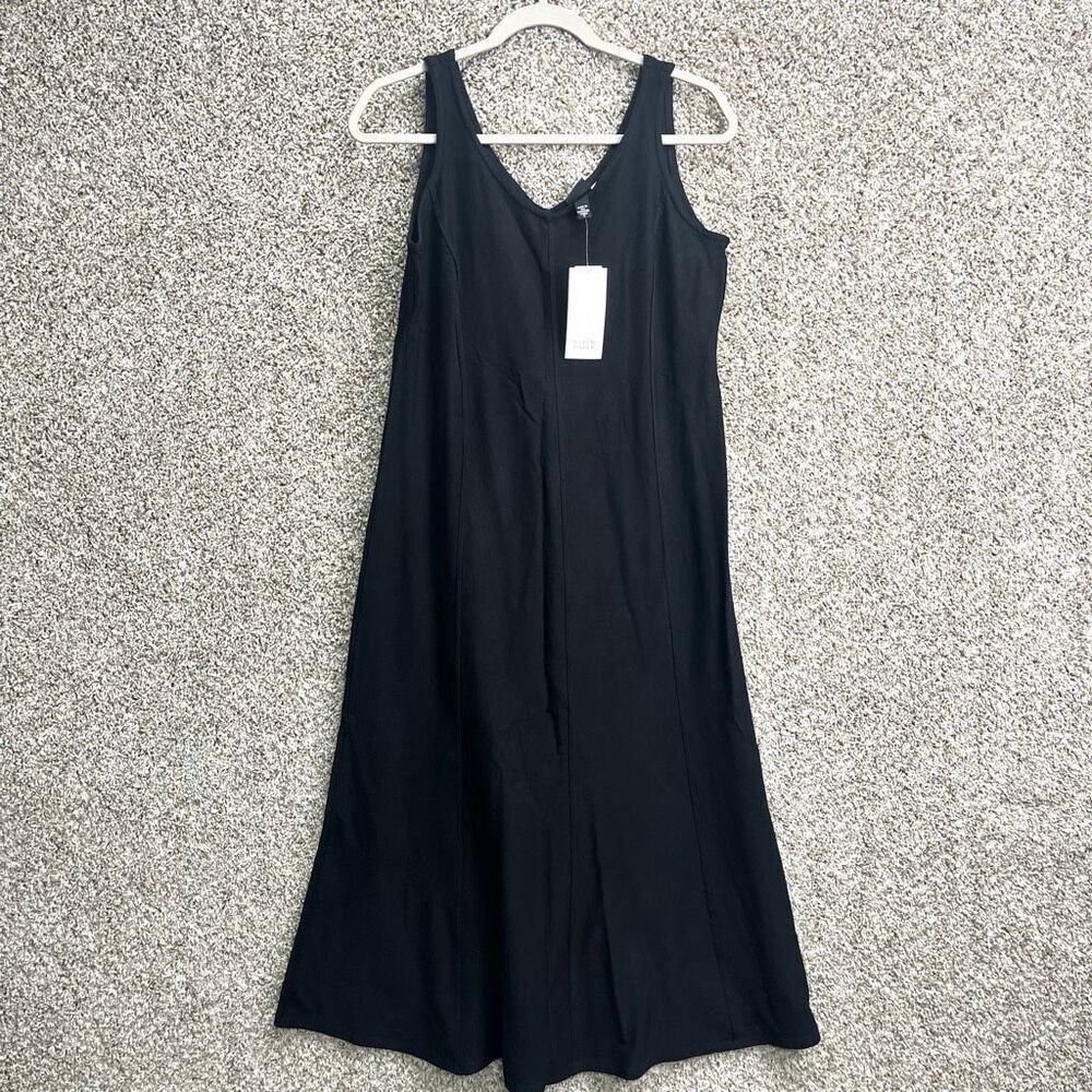 Eileen Fisher Dress Women’s Small Black Washable Stretch Crepe Double-V Dancer T